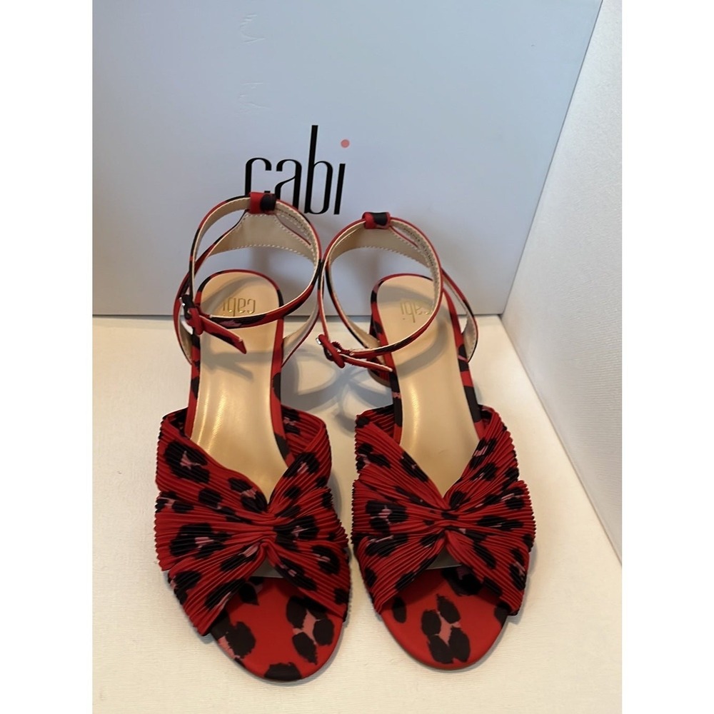 CAbi Red Siren Leopard‎ Print Block Heel Sandals Size 9 - Picture 2 of 6